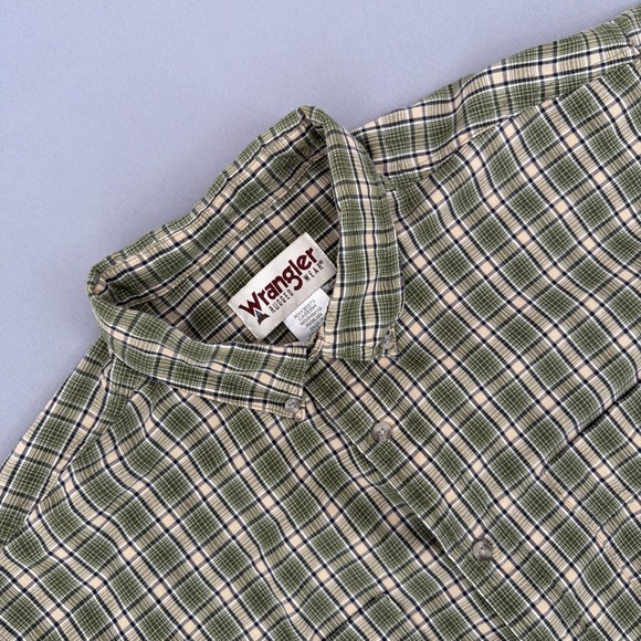 Wrangler Other - Wrangler Rugged Wear Shirt Mens 2X Green Plaid Button Down Western Casual